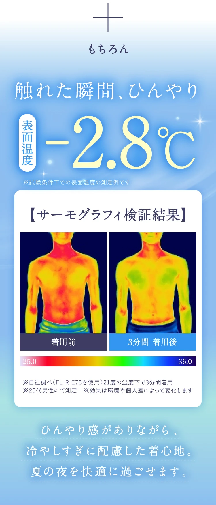 触れた瞬間、ひんやり-2.8℃