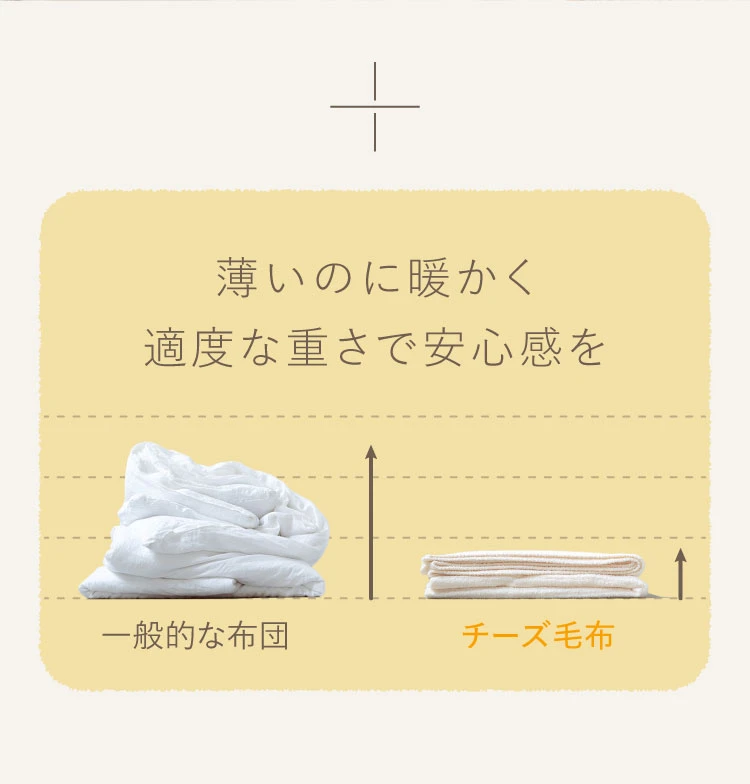 薄いのに暖かく適度な重さで安心感を