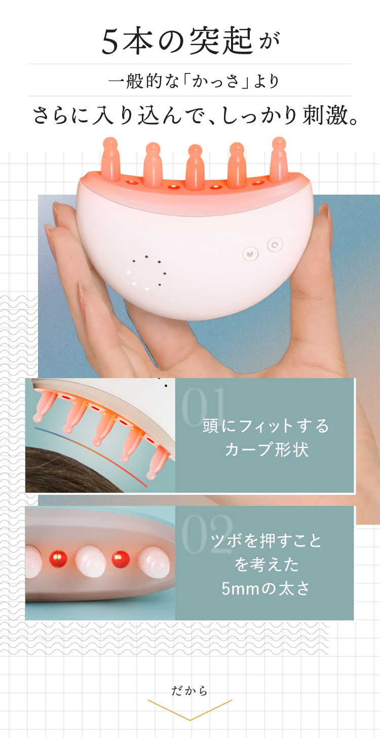 5本の突起が、一般的な「かっさ」よりさらに入り込んで、しっかり刺激