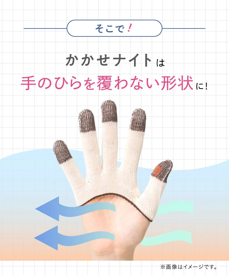 手のひらを覆わない形状に
