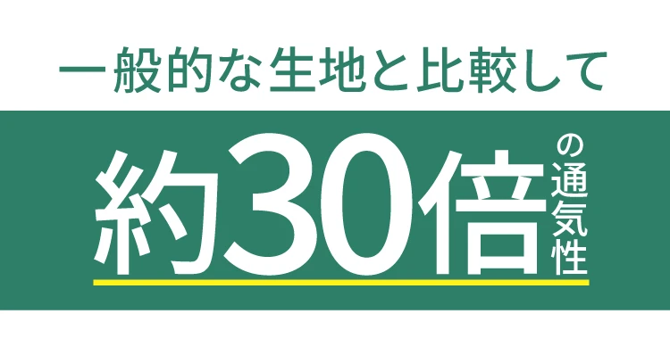 一般的な生地と比較して約30倍の通気性