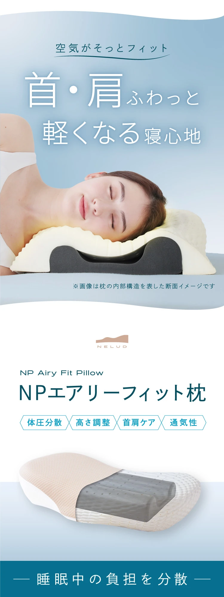 【ほぼ新品】NPエアリーフィット枕 NELUD(ネルディ) NPエアリーフィット枕 NELUD(ネルディ) | Nelture