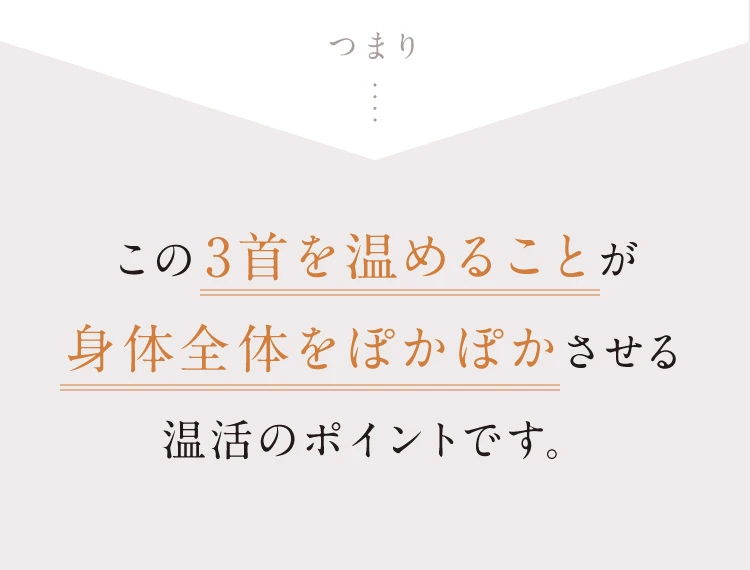 この3首を温めることが身体全体をぽかぽかさせる温活のポイントです