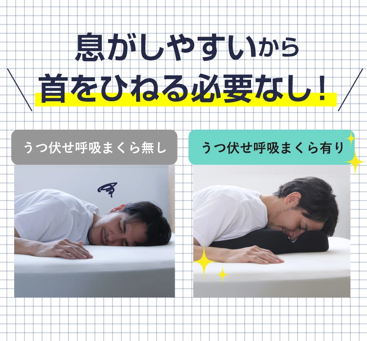 息がしやすいから首をひねる必要無し