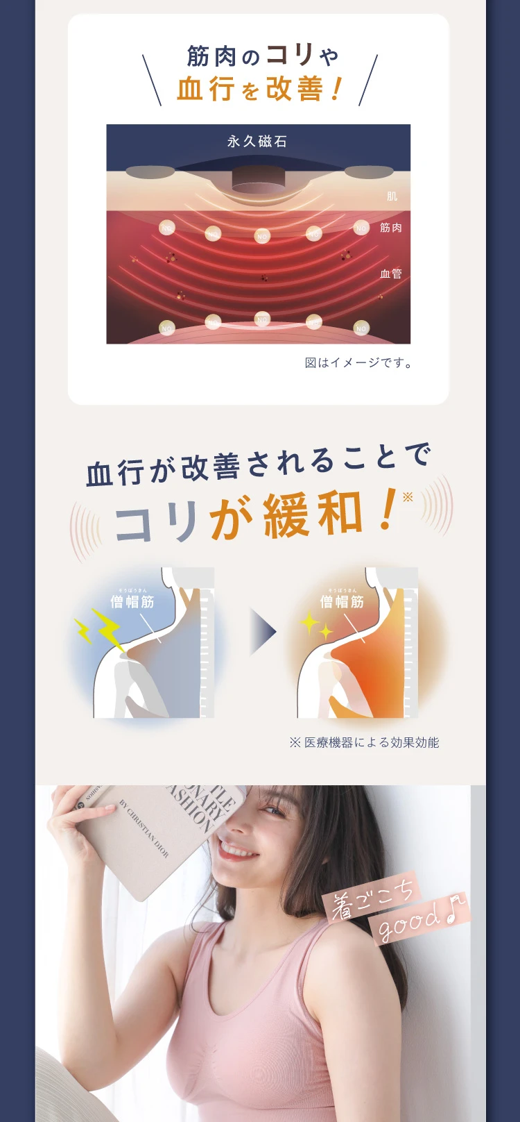 血行が改善されることでコリが緩和！