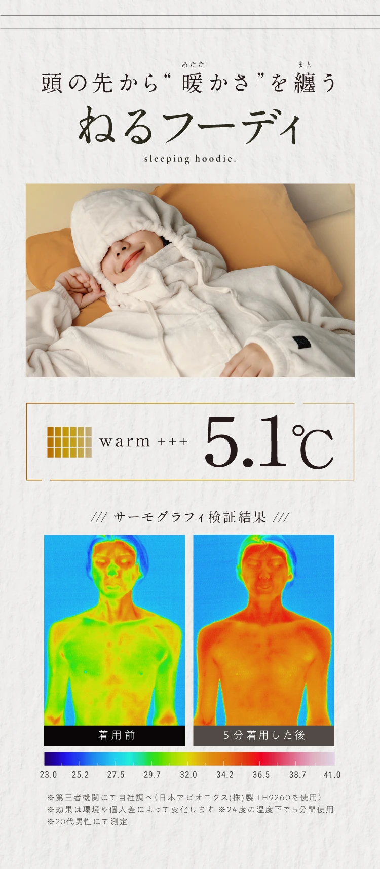 頭の先から暖かさを纏うねるフーディ