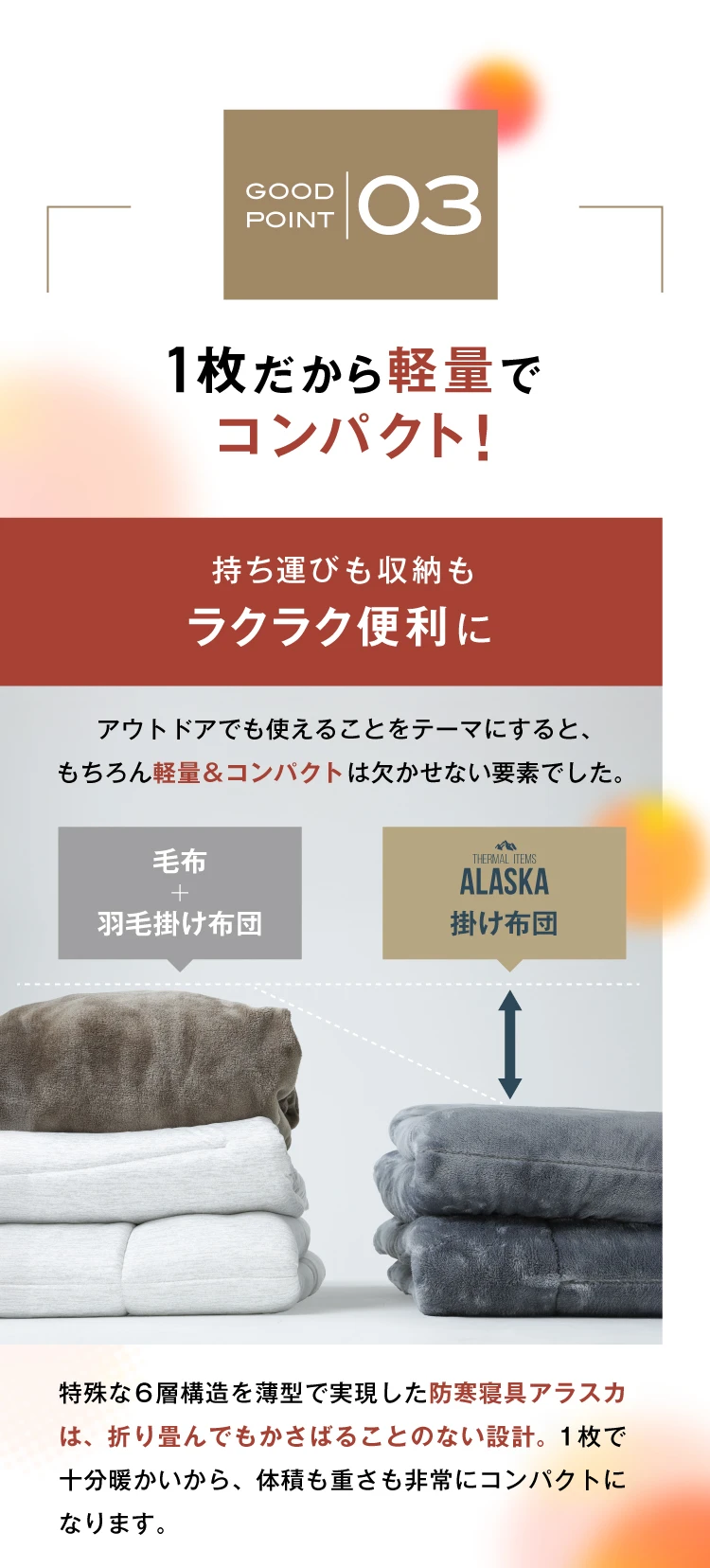 03.1枚だから軽量でコンパクト